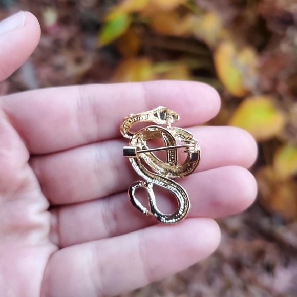 NWOT Gold & Brown Snake Brooch - Picture 5 of 5